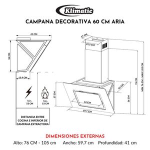 Campana extractora decorativa Aria 60cm Klimatic