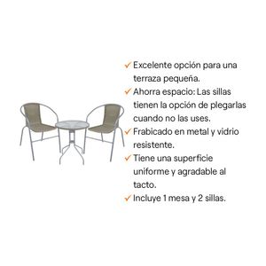 Set de terraza New Bistro Beige 1 Mesa + 2 Sillas Orange