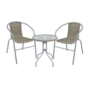 Set de terraza New Bistro Beige 1 Mesa + 2 Sillas Orange