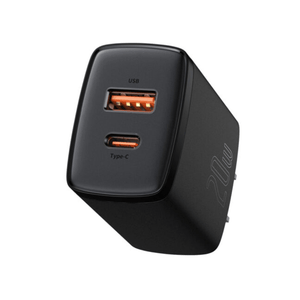Cargador de pared Baseus tipo USB y USB-C, cable Lightning, 20W, 1m, negro