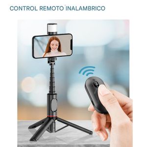 Selfie Stick G Mobile Q12S trípode, plegable, con control remoto bluetooth y con luz, extendible hasta 70 cm, negro