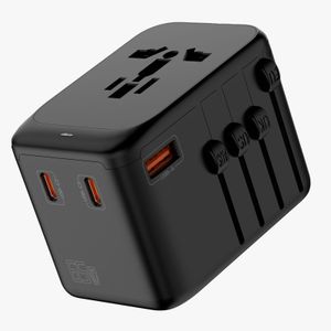 Cargador universal Roadtrip, tecnología GaN, 1 puerto USB y 3 puertos tipo USB-C, 65W, negro