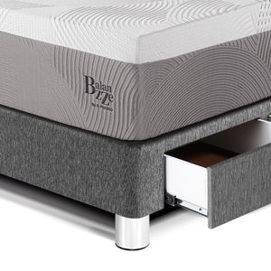 Dormitorio Royal Balanzze Con Cajones + Cabecera Gold 1.5 Plazas Gris