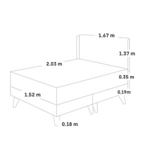 Dormitorio Europeo Royal Balanzze + Cabecera Gold Queen Gris