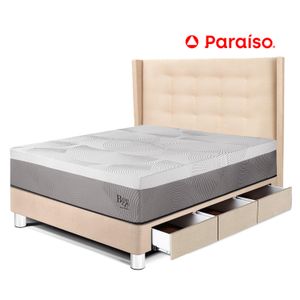 Dormitorio Royal Balanzze Con Cajones + Cabecera Gold 1.5 Plazas Champagne