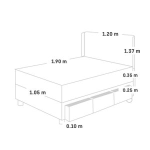 Dormitorio Royal Balanzze Con Cajones + Cabecera Gold 1.5 Plazas Champagne