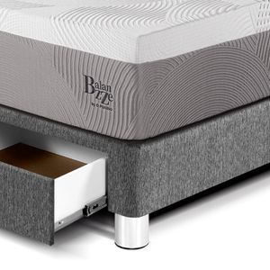 Dormitorio Royal Balanzze Con Cajones + Cabecera Gold Queen Gris