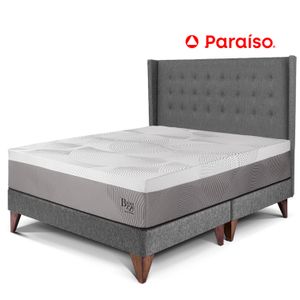 Dormitorio Europeo Royal Balanzze + Cabecera Gold King Gris