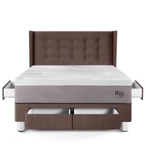 Dormitorio Royal Balanzze Con Cajones + Cabecera Gold 2 Plazas Chocolate