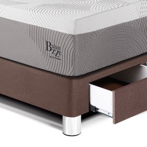 Dormitorio Royal Balanzze Con Cajones + Cabecera Gold 1.5 Plazas Chocolate