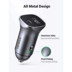 Ugreen Cargador de Coche USB-C 30W 2 Puertos CD130 - 40858