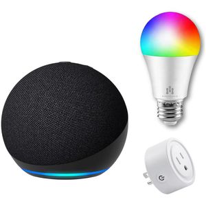 Echo Dot 5ta Gen Negro + Foco led + enchufe Smart wifi