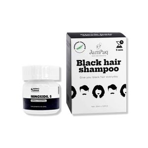 Minoxidil 5mg Caps 60 + Shampoo Cubre Canas Negro 250ml X 10Und Jampaq