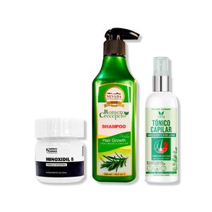 Minoxidil 5mg Caps 60 + Shampoo Romero 320ml + Tonico Capilar Romero