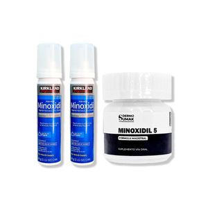 2 Minoxidil Espuma Kirkland + Minoxidil 5mg 60 Caps