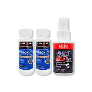 2 Minoxidil Liquido Kirkland + Locion Creze Max Formen 60Ml
