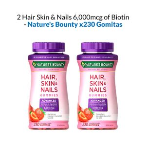 Hair Skin & Nails 6,000mcg of Biotin, 230 Gomitas 2 Unidades