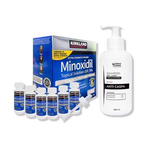 6 Minoxidil Liquido Kirkland + Shampoo Sin Sal Anticaspa 350Ml