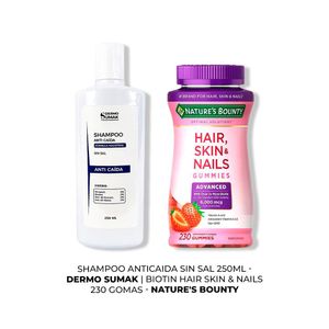 Shampoo Anticaida Sin Sal 250Ml + Biotin Hair Skin & Nails 230 Gomas