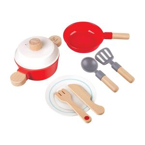 Juego De Cocina Con Ollas Y Platos Hape De Madera