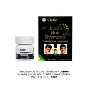 Capsulas Finasteride 1Mg + Shampoo Cubre Canas Negro Dexe