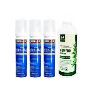 Minoxidil Espuma 3 Unidades + Shampoo Romero Vena 500 ml