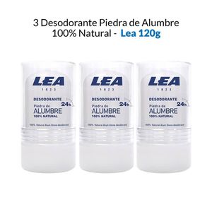 Desodorante Piedra de Alumbre 100% Natural Lea 120Gr 3 Unidades