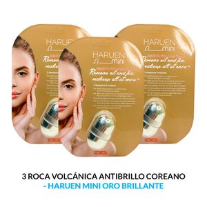 Roca Volcanica Antibrillo Coreano Oro Brillante Haruen Mini 3 Unidades