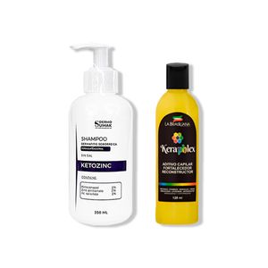 Shampoo Ketozinc 350ml + Keraphlex Fortalecedor Reconstructor 120Gr