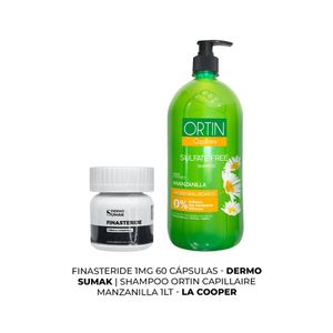 Finasteride 1Mg X 60 Capsulas + Shampoo Ortin Manzanilla 1Lt