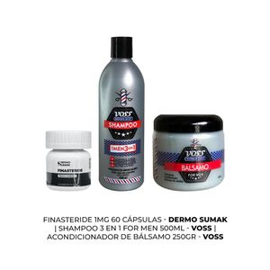 Capsulas Finasteride 1Mg + Shampoo Voss + Acondicionador Bálsamo Voss