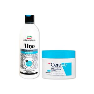 Shampo Uno + Cerave Crema Hidratante con urea SA Smoothing Cream 340g