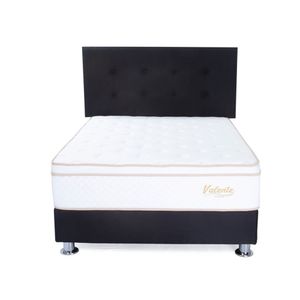 Dormitorio Valente Queen Negro + 2 Almohadas Viscoelastic + 1 Protector