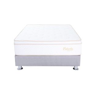 Cama Americana Valente Queen Gris + 2 almohadas viscoelastic + 1 protector