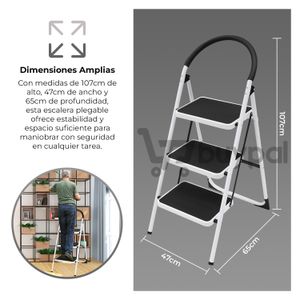 Escalera Plegable 3 Pasos Resistente y Antideslizante