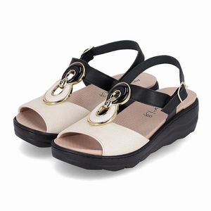 Sandalia Mujer 568068 PRETO OFF WHITE