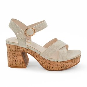 Sandalia Plataforma Moda Mujer 8046 BEIGE