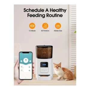 Wopet - Alimentador Automático para Gatos de 6 Litros - Alimentador de Mascotas Inteligente