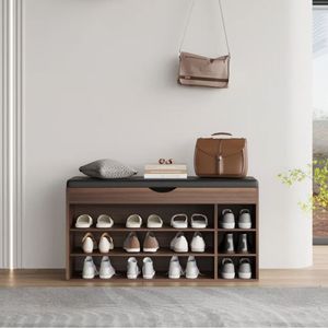 Zapatera con Asiento Baúl Rain Caramelo Muebles Bonno