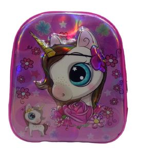 Mochila Brillos Infantil Unicornio Rosado - Fucsia