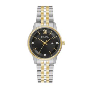 Bulova 98P198 Reloj clásico de cuarzo con fecha y  Plata-Dorado