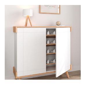 Zapatera Moderna Jacky TU MESITA Melamina 18mm color Blanco 2 puertas