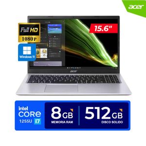 Laptop ACER Aspire 3  15.6"FHD Core i7-1255U 4.70 GHz 10 Núcleos  8GB DDR4  512GB SSD Win11 Home