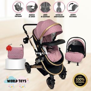 Coche Moisés 4 en 1 Grand Bascher con Portabebé Rosa