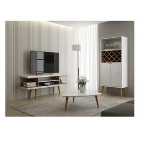 Mesa de TV Contemporánea 50" TU MESITA Marvin Melamina 18mm color Blanco/Marrón