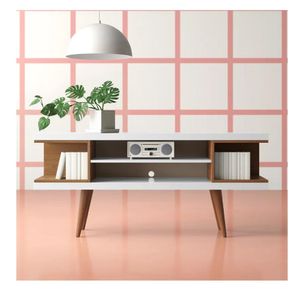Mesa de TV Contemporánea 50" TU MESITA Marvin Melamina 18mm color Blanco/Marrón