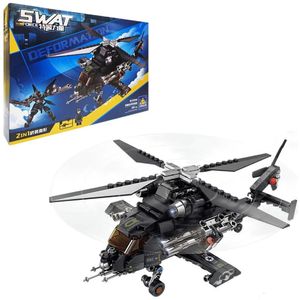 Bloques Swat Force Helicopter y Héroe de acción 479pcs 2en1