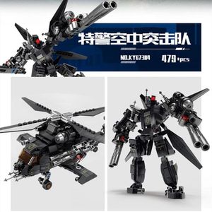 Bloques Swat Force Helicopter y Héroe de acción 479pcs 2en1