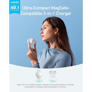 Cargador Inalámbrico Anker A25M8 Magnético Aurora Blanco