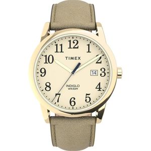 Reloj Timex Easy Reader mujer, esfera clara y correa de cuero ajustable